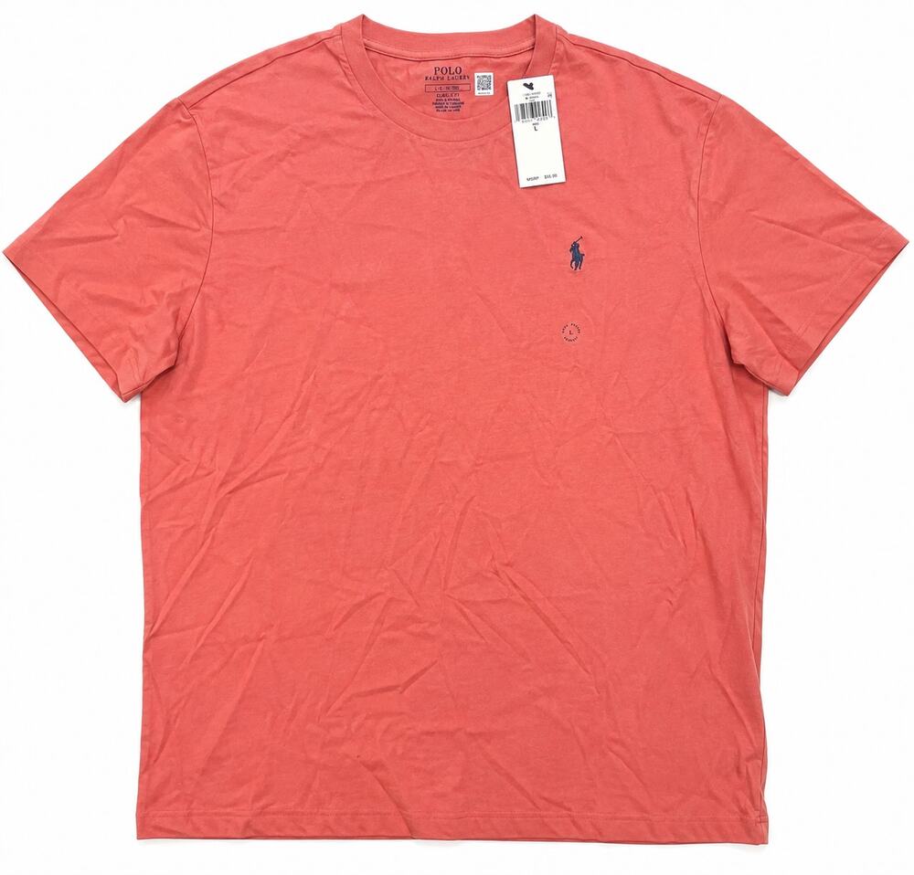 Polo Ralph Lauren Classic Fit Crewneck T Shirt Men's L NWT Pink 100% Cotton